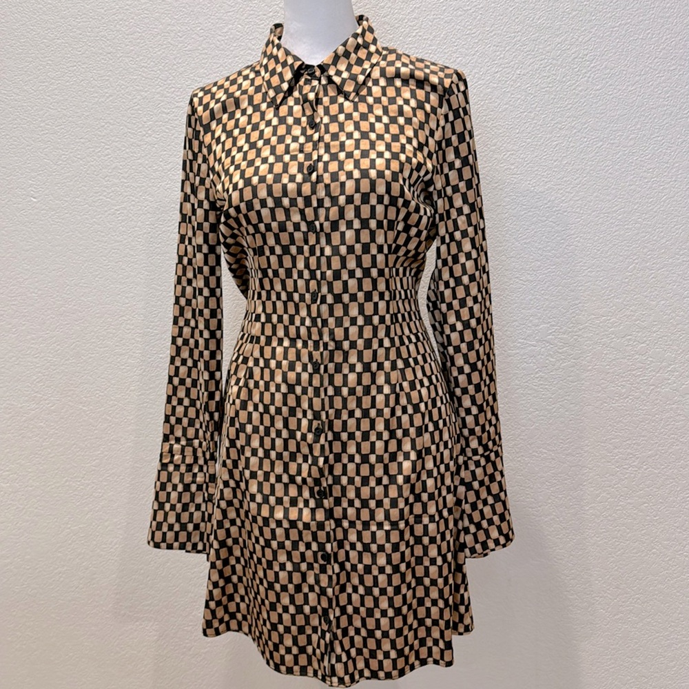 Abercrombie & Fitch button-down collared checkered long sleeve dress size small
